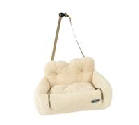 B Baosity Siège de Voiture pour Chien en Peluche avec Deux Sangles Fixes, Sac de Transport pour Animaux de Compagnie avec Fond Antidérapant, Beige S