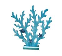 B Baosity Statue Corail Artificiel Décor Bois Ornement Sculpture Méditerranéen Rétro Fabrication Artisanale Adaptée pour Salon Comptoir Étagère, Bleu Clair