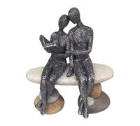 B Baosity Statue Couple Décoration Figurine Moderne Résine Penseur Créatif Ornement Étagère Bibliothèque Convient pour Salon Chambre Bureau Cadeau Mariage Anniv, Noir Beige