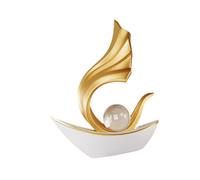 B Baosity Statue de Bateau, Figurine de Collection, Objet de Décoration de Bureau Ou de Maison, Sculpture d'art Moderne en Forme de Boule, Idéale pour Une B, Blanc 18.5x8x24cm