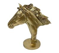 B Baosity Statue de Tête de Cheval, Figurine Artistique, Sculpture Animalière Créative, Ornement Feng Shui pour Les Fêtes, Les Chambres, Les Anniversaires, or 21.8 X 9.5 X 22 Cm