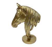 B Baosity Statue de Tête de Cheval, Figurine Artistique, Sculpture Animalière Créative, Ornement Feng Shui pour Les Fêtes, Les Chambres, Les Anniversaires, or 15.6 X 8.5 X 21.3 Cm