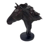 B Baosity Statue de Tête de Cheval, Figurine Artistique, Sculpture Animalière Créative, Ornement Feng Shui pour Les Fêtes, Les Chambres, Les Anniversaires, Marron 21.8 X 9.5 X 22 Cm