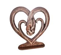 B Baosity Statue Décorative en Bois Représentant Un Cœur Tenant Une Main, Symbole d'amour, Sculpture d'art Moderne pour Bureau, Bibliothèque Ou