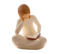 B Baosity Statue Penseur Lecture Décoration Résine Fille Livre Sculpture Fait Main Cadeau Professeur Convient pour Bureau Bibliothèque Maison Salon 6.5cmx5.5cmx