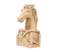 B Baosity Statue Tête de Cheval Résine Figurine Cheval Moderne Sculpture Animale Ornement Artistique Adaptée pour Collection Décoration d'Intérieur Cadeau, Imitation Bois