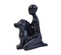 B Baosity Statuette Homme et Chien - Décoration de Bureau/Étagère - Accessoire Multifonctionnel et Mignon - Sculpture Symbole de Lien Émotionnel - 10 X 6,5 X 13, Noir