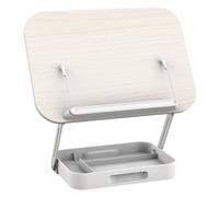 B Baosity Support de Livre Multifonction Réglable Plateau de Rangement Porte-recette Construction Solide En Acier Carbone Bois Pp pour Accessoires de Lecture Ad, Blanc