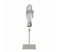 B Baosity Support Industriel Main Présentoir Réglable Métal Forme Pratique Adapté à la Vente d'Accessoires Mise de Bijoux, Argenté, Main Gauche, Base Argentée Brossée