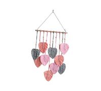 B Baosity Tapisserie Murale Tissée en Macramé, Style, avec Pompons et Décor Nordique à Feuilles, Idéale pour Un Mariage, Un Appartement Ou Une Chambre D&, Rose