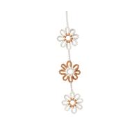 B Baosity Tenture Murale Pendentif Artisanal Guirlande de Glands Art Mural Tressé Décor Rustique avec Des Pompons Floraux Élégants Approprié pour La Maison Le, Beige