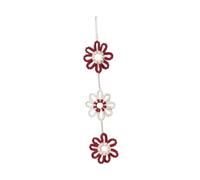 B Baosity Tenture Murale Pendentif Artisanal Guirlande de Glands Art Mural Tressé Décor Rustique avec Des Pompons Floraux Élégants Approprié pour La Maison Le, Rouge