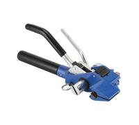 B Baosity Tenur Sangle en Acier avec Poignée, Modèle LQA-5 - Pince À Feuillard En Acier Inoxydable, Finition Argentée, Poignée Bleue, En Acier À Haute Teneur En Carbone