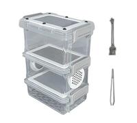 B Baosity Terrarium pour Grillons - Récipient Transparent, Mini Boîte Portable Ventilée en Polypropylène, Habitat en Acier Inoxydable, Facile à Nettoyer, Convie, Style A