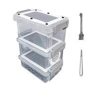 B Baosity Terrarium pour Grillons - Récipient Transparent, Mini Boîte Portable Ventilée en Polypropylène, Habitat en Acier Inoxydable, Facile à Nettoyer, Convie, Style B