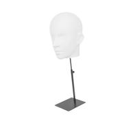 B Baosity Tête de Mannequin pour Homme, Présentoir de Perruques et de Chapeaux, Hauteur Réglable, Mode Moderne avec Capuchons de Base, Support de Rangement pour, Blanc Mat
