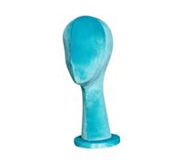 B Baosity Tête Mannequin Support Perruque Socle Velvet Présentoir Chapeau Fiberglass Léger Stable Nettoyable Adapté au Salon Coiffeur Maison Boutique, Bleu