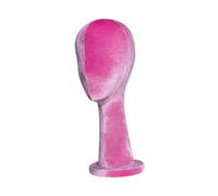 B Baosity Tête Mannequin Support Perruque Socle Velvet Présentoir Chapeau Fiberglass Léger Stable Nettoyable Adapté au Salon Coiffeur Maison Boutique, Rose