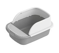 B Baosity Toilettes pour Chat pour Animaux de Compagnie, Amovible, Semi-fermé, Bac à Sable Anti-éclaboussures, Idéal pour Les, Gris52cmx36cmx21.5cm