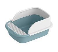 B Baosity Toilettes pour Chat pour Animaux de Compagnie, Amovible, Semi-fermé, Bac à Sable Anti-éclaboussures, Idéal pour Les, Bleu52cmx36cmx21.5cm