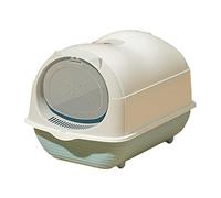 B Baosity Toilettes pour Chats avec Couvercle et Porte Avant, Bac à Litière Facile à Nettoyer, et Réutilisable, Gris Clair