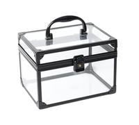 B Baosity Trousse Maquillage Boîte Rangement Maquillage Organisateur Cosmétiques Présentoir Acrylique Transparent avec Fermeture Sécurisée et Poignée Pratique, Noir