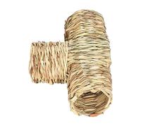 B Baosity Tunnel en Herbe pour Hamster, Maison en Paille et Nid pour Lapin, Jouet Interactif pour Lapins, Souris, Gerbilles, Chinchillas, et écureuils, Trois Ports