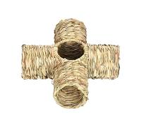 B Baosity Tunnel en Herbe pour Hamster, Maison en Paille et Nid pour Lapin, Jouet Interactif pour Lapins, Souris, Gerbilles, Chinchillas, et écureuils, Quatre Ports
