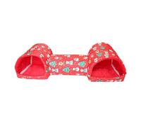 B Baosity Tunnel pour Hamster, Lit pour Lapins, Jouet, Nid Portable, Lavable, Respirant, Cachette Douce et Moelleuse pour Hérissons, Chinchillas, Rats et Lapins, Bonhomme de Neige Rouge