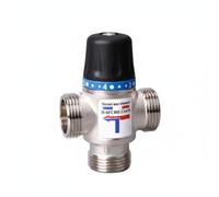 B Baosity Vanne de Contrôle de Température Vanne Thermostatique Mélangeuse Régulateur d'Eau Mitigeur Thermostatique Corps en T Compact à Raccords Filetés, DN20 35-60℃