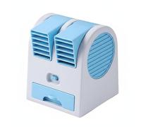 B Baosity Ventilateur Usb de Bureau Mini Portable Deux Sorties d'Air Ajustables Ventilateur Climatiseur Silencieux à Faible Bruit Ventilateur Rafraîchissant, Bleu, Plug-in 4-Vitesses