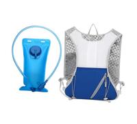 B Baosity Vest Gilet D'Hydratation pour Course Cyclisme Randonnée avec Réservoir 2L Poche Zippée Polyester Respirant Sangle Réglable Fonction Réfléchi , Blanc Bleu