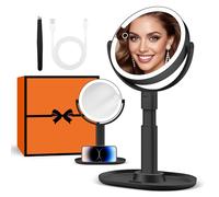 B Beauty Planet Miroir de Maquillage Éclairé 30X avec 3 Lumières de Couleur, LED à Intensité Variable et Réglable en Hauteur, Miroir Cosmétique 2 Côtés pour Salle de Bain, Cadeau pour Femme Noir