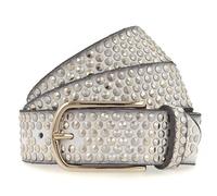 b.belt Ceinture blanc en cuir pour femme - Nietengürtel Zoe Gold Cream-White 164509 80 cm