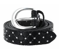 b.belt Lilou Silver Leder-Nietengürtel W80 Black
