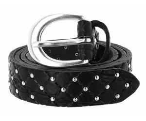 b.belt Lilou Silver Leder-Nietengürtel W95 Black