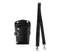 B Blesiya Etui Trousse de Rangement des Outils Coiffeurs en PU Adjustable en Sangles Sac d'organisation Ciseaux Epingle Pochette Sacoche Barbiers - Noir
