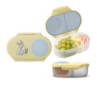b.box Looney Tunes Mini boîte à déjeuner pour enfants avec compartiments - Boîte à bento, 2 compartiments anti-fuite - Boîte à déjeuner pour plats et collations - Espace pour fruits entiers - Sans BPA