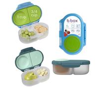 b.box Lot de 2 boîtes à goûter Bento Boîte alimentaire étanche à deux compartiments avec couvercle | Idéale pour les tout-petits, les déjeuners d'enfants et les collations | Bleu/Vert