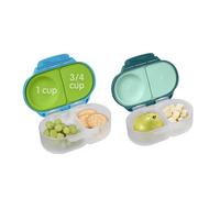 b.box Lot de 2 boîtes à goûter réutilisables avec couvercles - Boîte à bento pour enfants et tout-petits, boîte à déjeuner étanche, sans BPA et passe au lave-vaisselle (O'Breeze + émeraude, 1 3/4