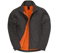 B&C Collection ID.701 Softshell Jacket-Col zippé Polaire imperméable Homme - Doublure Gris foncé/Orange Fluo (L)