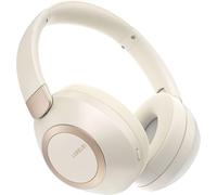 B-C6 Casque Sans Fil Supra-Auriculaire, 50H Playtime, Pliable, Léger, Basses Profondes, Microphone Intégré, Cache-Oreilles En Mousse À Mémoire De Forme, Pour Les Voyages (Beige Blanc)