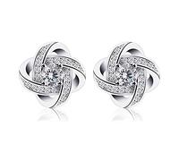 B.Catcher Boucles d'oreilles femme en argent avec zirconium cubique, Clous d'oreilles collection Gemini, Créations d'artisanat de luxe. Cadeaux parfaits pour anniversaires, mariages et fête des Mères