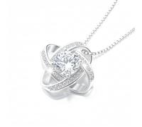 B.Catcher Collier en argent sterling 925 pour femme avec pendentif design anneaux entrelacés et serti de zircones - Avec écrin - Collier italien de 45 cm