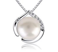B.Catcher Collier en Perle d'Eau Douce et Argent 925 "Tu es la Lumière de mes Yeux" par - Perle naturelle - Longueur réglable 45 cm - Cadeau idéal pour Saint-Valentin/Mariage/Anniversaire