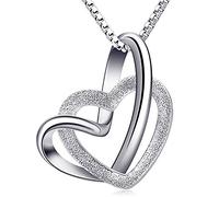 B.Catcher Collier pour Femme - Pendentif Cœur en Argent 925 avec Zirconia Étincelant, Cœurs Entrelacés, Chaîne Ajustable 45 cm - Cadeau Original pour Saint-Valentin/Anniversaire/Anniversaire