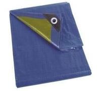 Perel Bâche, bâche imperméable, bache de Protection extérieur, hivernage, très résistante, 54 œillets, Angles renforcés, rectangulaire, Bleu/Vert, 110 g/m², 12 x 15 m