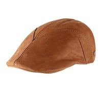 B Collection - Béret - Casquette Plate Cuir imperméable, Homme ou Femme Lotario - Taille 56 cm - Cognac