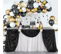 B-COOL Nappe à Paillettes Noires Scintillantes pour Halloween, 127 x 203,2 cm, décoration de Table rectangulaire pour Mariage, fête d'anniversaire, Bal de Fin d'année, décoration de Table