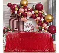 B-COOL Nappe rectangulaire à Paillettes de Noël 152,4 x 259,1 cm sans Couture pour Mariage Rouge